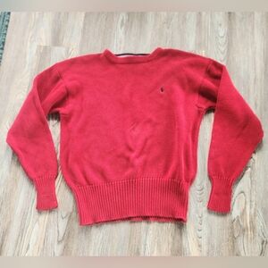 Vintage 90s Polo Ralph Lauren Fisherman Knit Sweater Red Mens L Crewneck Relaxed
